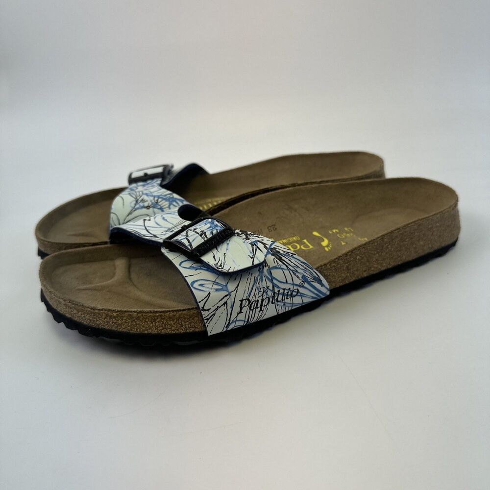 Birkenstock Papillio Madrid Slide Sandal Birko Flor Blue Floral Abstract Women 9